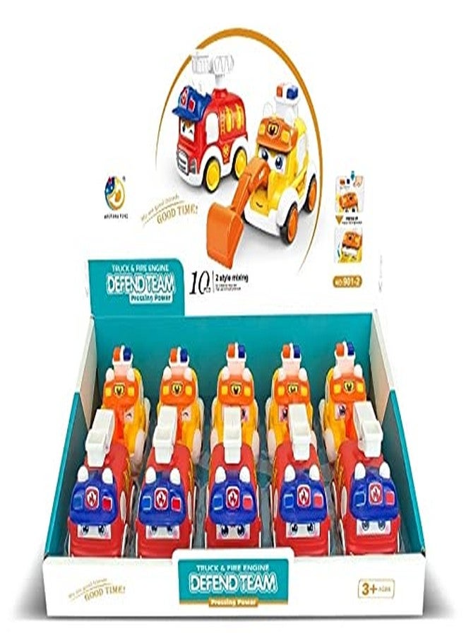 Globular Unbreakable Automobiles Fire Engine with Excavator Truck Push and Go Crawling Smoother and Speedier Toy for Kids Friction Power Cars for 3+ Years Boys Girls - Image 3